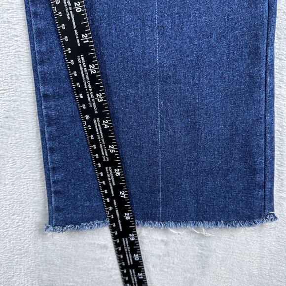 Evidence Wide Leg Jeans Raw Hem Stone Wash Mid Rise Womens Blue Size 40 - Picture 8 of 10